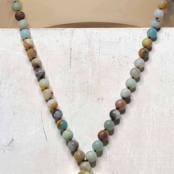 Amazonite Necklace w/ Druzy Pendant - Picture 3 of 5